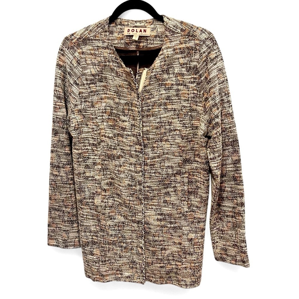 Dolan Anthropologie Leopard Tweed Longline Full Zip Jacket size Medium